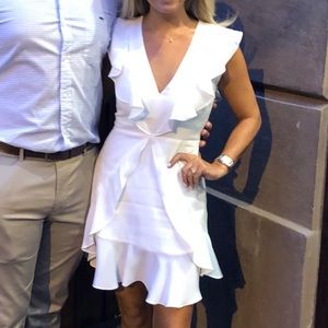 BCBG Mazazria White Ruffle Dress - Small